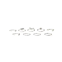 Multi-Pack CZ and Aurora Borealis Effect Hoops and Half Hoop Nose Rings 9 Pack - 20 Gauge