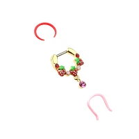 Multi-Pack CZ Strawberry Septum Clicker and Retainers 3 Pack - 16 Gauge
