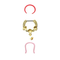 Multi-Pack CZ Strawberry Septum Clicker and Retainers 3 Pack - 16 Gauge