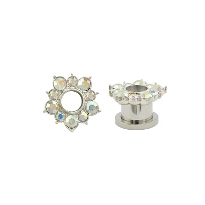 Flower Petal CZ Titanium Screw Fit Tunnels