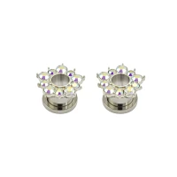 Flower Petal CZ Titanium Screw Fit Tunnels