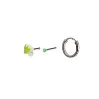 Multi-Pack Green Mushroom Nose Pins and Hoops 3 Pack - 20 Gauge