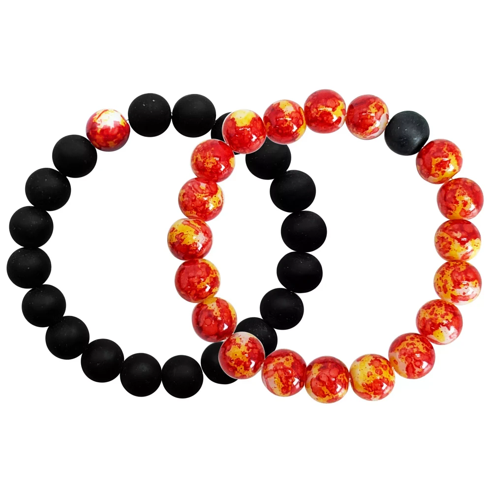 Red and Black Long Distance Beaded Bracelets - 2 Pack