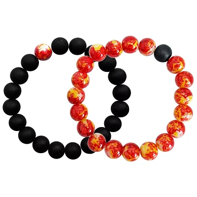 Red and Black Long Distance Beaded Bracelets - 2 Pack