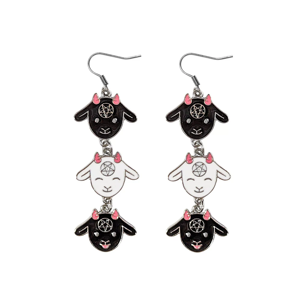 Demon Goats Drop Dangle Earrings - 18 Gauge