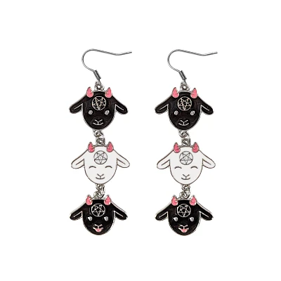 Demon Goats Drop Dangle Earrings - 18 Gauge