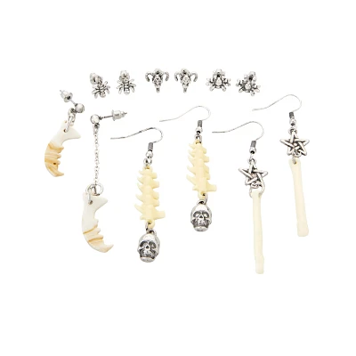Multi-Pack Spider and Bones Stud and Dangle Earrings - 6 Pack