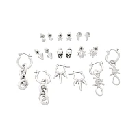 Multi-Pack Silver Grunge Earrings - 9 Pack