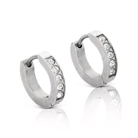 Multi-Pack CZ Playboy Titanium Bunny Hoop Huggie Dangle Earrings 3 Pack - 18 Gauge