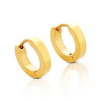 CZ Playboy Bunny Goldtone Titanium Hoop Huggie Dangle Earrings 3 Pack - 18 Gauge