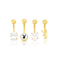 Multi-Pack Playboy Titanium Belly Rings 4 Pack - 14 Gauge