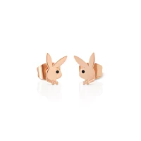 Multi-Pack CZ Rose Goldtone Playboy Bunny Titanium Stud Earrings 3 Pair - 20 Gauge