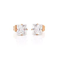 Multi-Pack CZ Rose Goldtone Playboy Bunny Titanium Stud Earrings 3 Pair - 20 Gauge