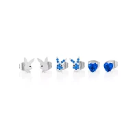 Multi-Pack CZ Playboy Bunny Titanium Heart Stud Earrings