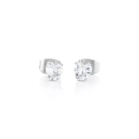 Multi-Pack CZ Silvertone Playboy Bunny Titanium Heart Stud Earrings - 3 Pair