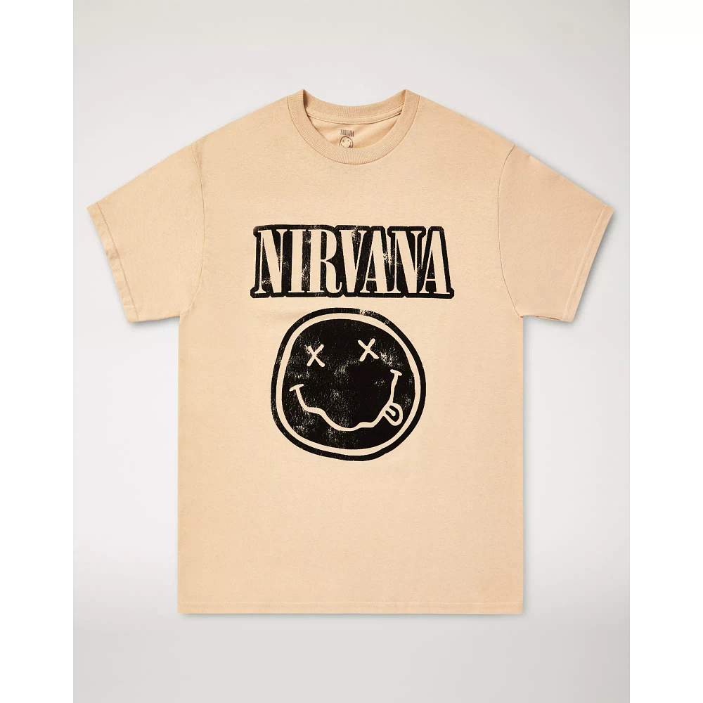 Tan Nirvana Logo T Shirt