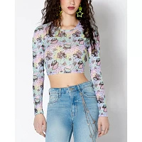 Butterfly Mushroom Mesh Crop Top