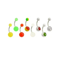 Multi-Pack Red Green and Yellow Belly Rings 8 Pack -14 Gauge