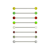 Multi-Pack CZ Green Red and Yellow Industrial Barbells 8 Pack - 14 Gauge