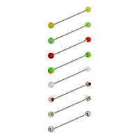 Multi-Pack CZ Green Red and Yellow Industrial Barbells 8 Pack - 14 Gauge