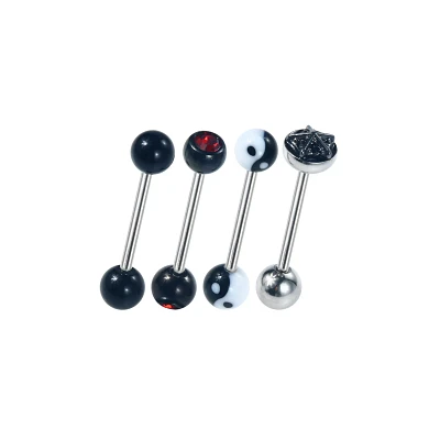 Multi-Pack CZ Star and Yin Yang Barbells 4 Pack - 14 Gauge