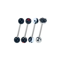 Multi-Pack CZ Star and Yin Yang Barbells 4 Pack - 14 Gauge