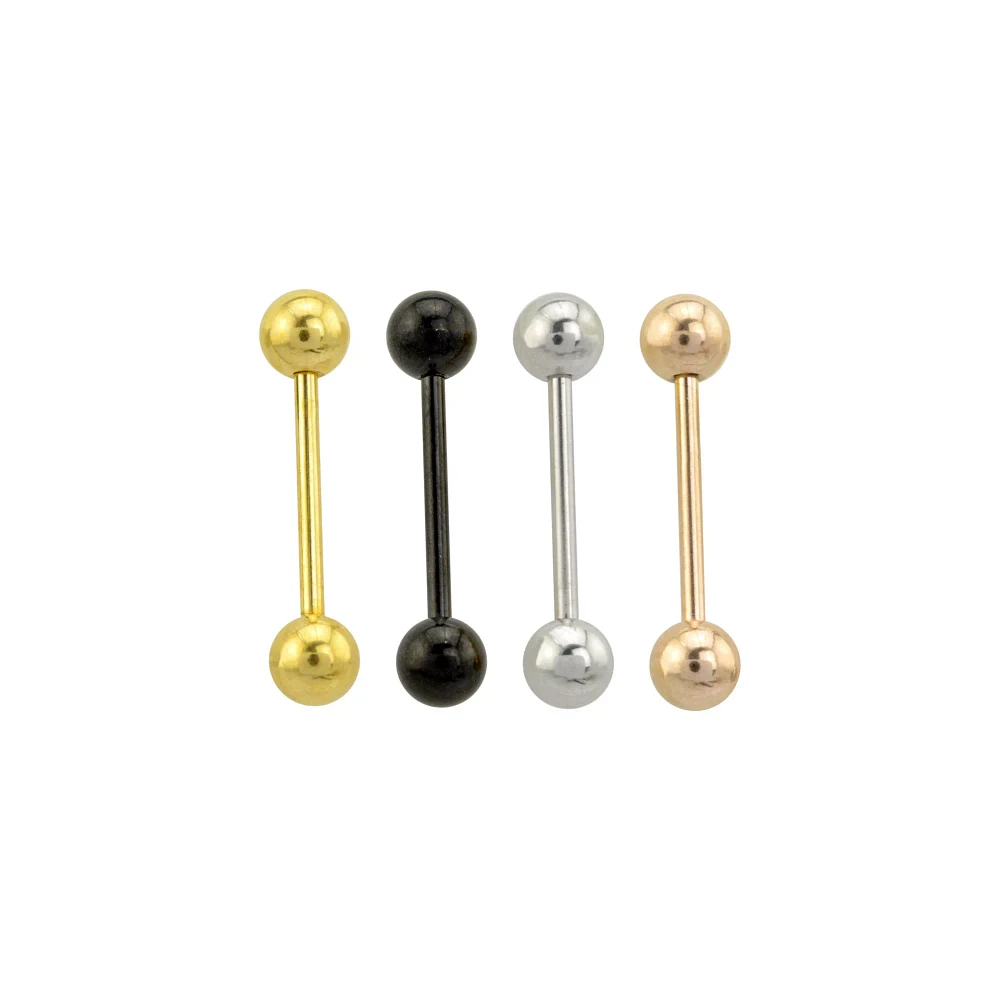 Multi-Pack Goldtone Black Silvertone Rose Goldtone Barbells 4 Pack - 14 Gauge