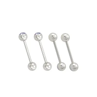 Multi-Pack CZ Purple Silvertone Barbells 4 Pack - 14 Gauge