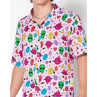 Space Alien Smiley Face Button Down Shirt