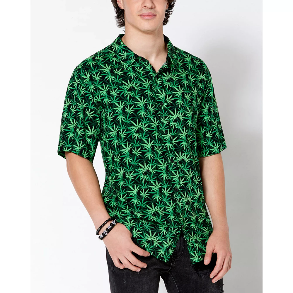 Weed Leaf Button Down Shirt