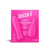Queen V The VIP and The Wingwoman 7-Function Rechargeable 2 in 1 Vibrator - 5.3 Inch