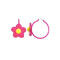 Hot Pink Flower Hoops - 18 Gauge