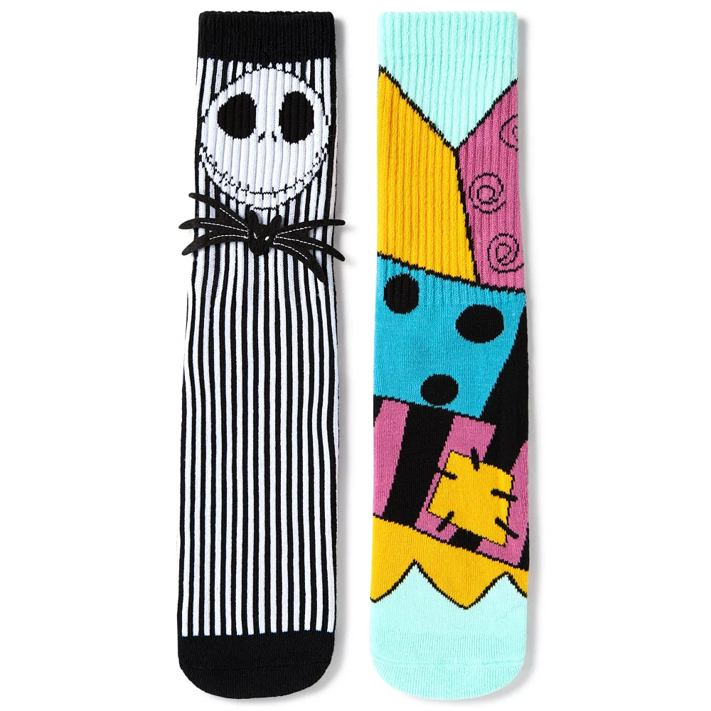 Multi-Pack Jack Skellington and Sally Crew Socks 2 Pack - The Nightmare Before Christmas