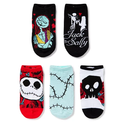 Multi-Pack Jack Skellington and Sally No Show Socks 5 Pack