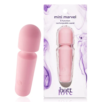 Pink Mini Marvel 8-Function Rechargeable Wand 4.5 Inch -  Hott Love