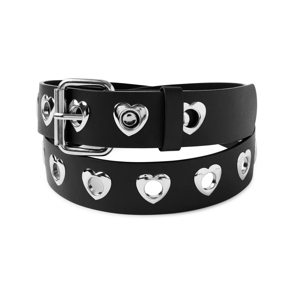 Black Heart Grommet Belt