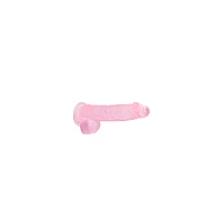 Pink Realistic Suction Cup Dildo with Balls