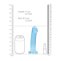 Clear Blue Non-Realistic Suction Cup Dildo - 7 Inch