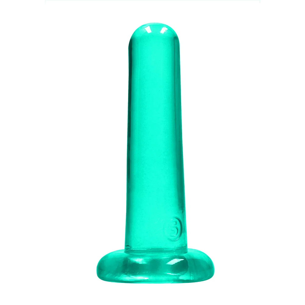 Clear Turquoise Non-Realistic Suction Cup Dildo - 5 Inch