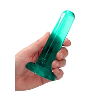 Clear Turquoise Non-Realistic Suction Cup Dildo - 5 Inch