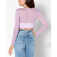 Lavender Celestial Sparkle Mesh Crop Top