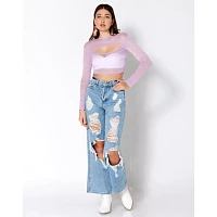 Lavender Celestial Sparkle Mesh Crop Top