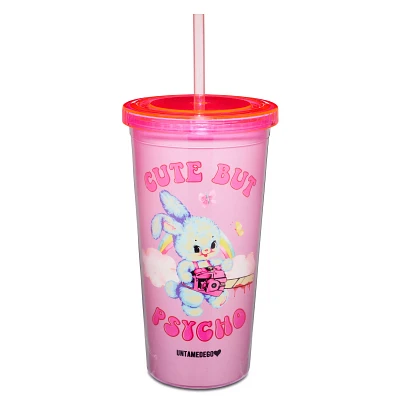 Cute But Psycho Cup with Straw 16 oz. - Untamedego