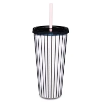 Playboy Bunny Pinstripe Cup with Straw - 20 oz.