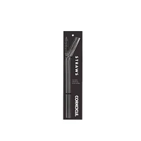 Gunmetal Straws with Brush - 2 Pack
