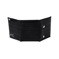 Black Playboy Striped Debossed Trifold Chain Wallet