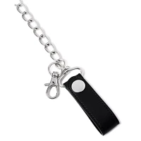Black Playboy Striped Debossed Trifold Chain Wallet