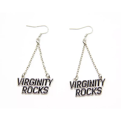 Silvertone Virginity Rocks Dangle Earrings - Danny Duncan
