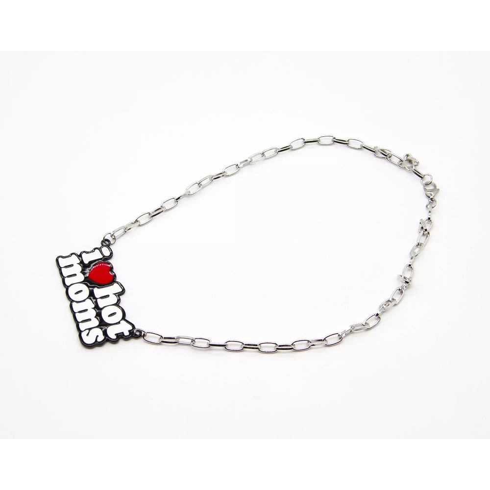 Silvertone I Heart Hot Moms Chain Necklace - Danny Duncan