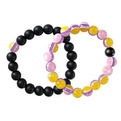 Multicolor Pink and Black Beaded Long Distance Bracelets